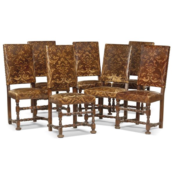 SEVEN LOMBARD CHAIRS, 17TH CENTURY