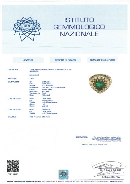 MORONI ANELLO CON SMERALDO COLOMBIANO E DIAMANTI