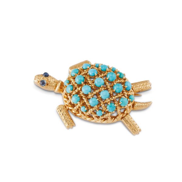 



CARTIER TURQUOISE TURTLE BROOCH IN 18KT YELLOW GOLD 