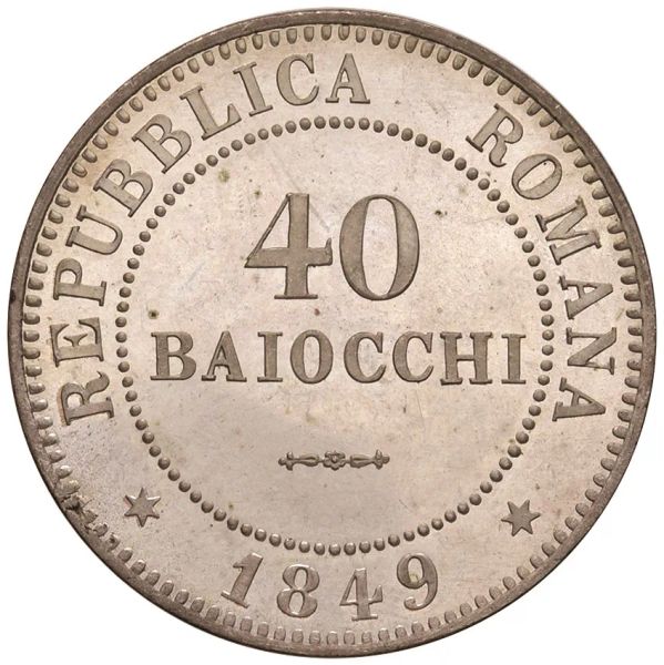 SECONDA REPUBBLICA ROMANA (1848-1849) 40 BAIOCCHI 1849
