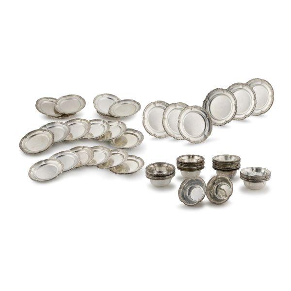 TWELVE SILVER WASHING-UP BOWLS AND TWELVE SAUCERS, 20TH CENTURY, MARKS OF MIRACOLI