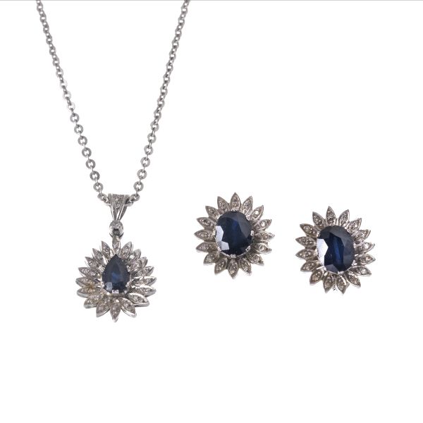 



UNOAERRE SAPPHIRE AND DIAMOND DEMI PARURE IN 18KT WHITE GOLD
