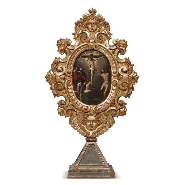 



A TUSCAN PROCESSIONAL PAINTING WITH FRAME, 17TH CENTURY