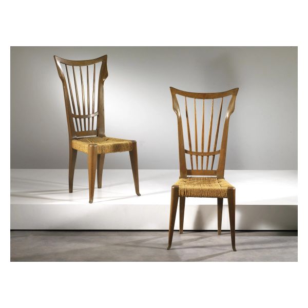 A PAIR OF CHAIRS, WOODEN STRUCTURE STRAW SEAT