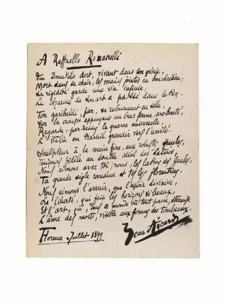 AICARD, Jean (1848-1921, scrittore). Bel poema autografo firmato, su una&nbsp;&nbsp;