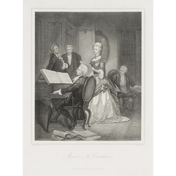 



Two 19th-century lithographs depicting the genius from Salzburg