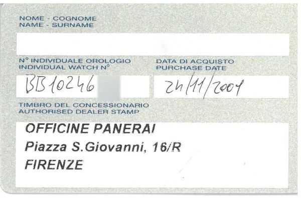 PANERAI LUMINOR MARINA REF. PAM00086 N. BB10246XX ANNO 2001