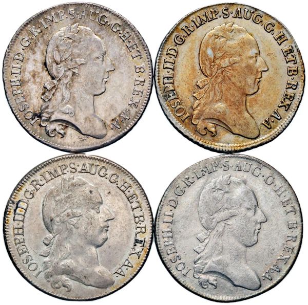 QUATTRO MONETE DA UNA LIRA DI GIUSEPPE II D&rsquo;ASBURGO-LORENA (1780-1790)
