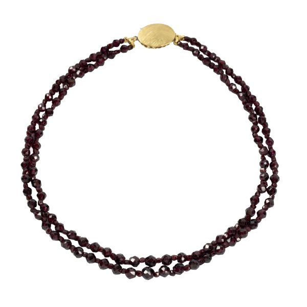 



GARNET BEAD NECKLACE IN 18KT TWO TONE GOLD