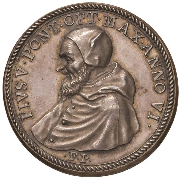 PAPALI. PIO V (1566-1572) MEDAGLIA CONIATA&nbsp; A. VI (1571) opus Federico Bonzagna Parmense e Gaspare Mola