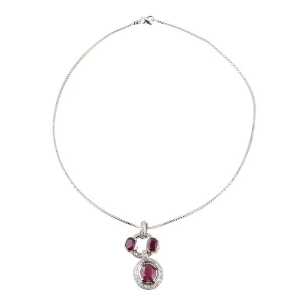 Massoni - 



MASSONI RUBY AND DIAMOND NECKLACE IN 18KT WHITE GOLD