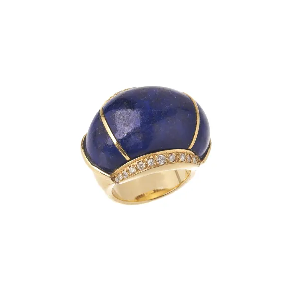 



LAPISLAZULI AND DIAMOND WIDE BAND RING IN 18KT YELLOW GOLD