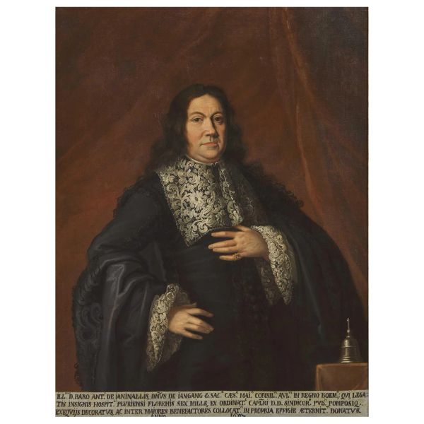 ITALIAN SCHOOL, LATE 17TH CENTURY, PORTRAIT OF ANTONIO DE IANINALLIS, 1697, OIL ON CANVAS, 126X95 CM