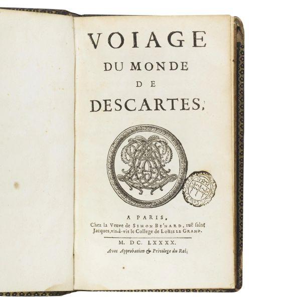 (Viaggi utopici)   DANIEL, Gabriel.   Voiage du monde de Descartes.   A Paris, chez la Veuve de Simon B&eacute;nard, 1690.