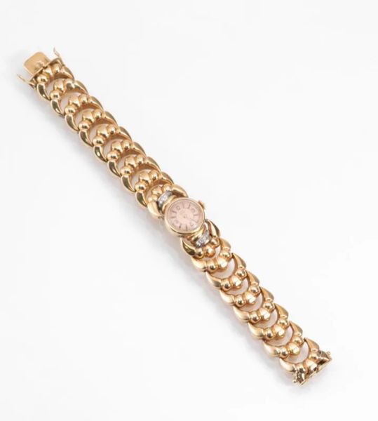  Bracciale-orologio per signora Vacheron &amp; Constantin, anni '40, in oro rosa 18 kt e diamanti 