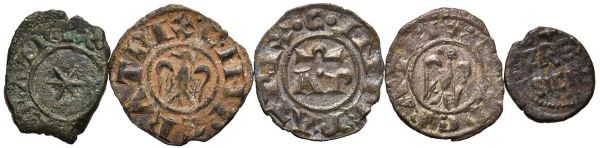 ZECCHE VARIE ENRICO VI (1194-1197) QUATTORDICI MONETE DI PICCOLO TAGLIO IN RAME