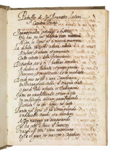 BRUNETTO LATINI - BAFFO, Giorgio. Pataffio di Brunetto Latini, poesia di Giorgio Baffo, e altre liriche. XVIII secolo.