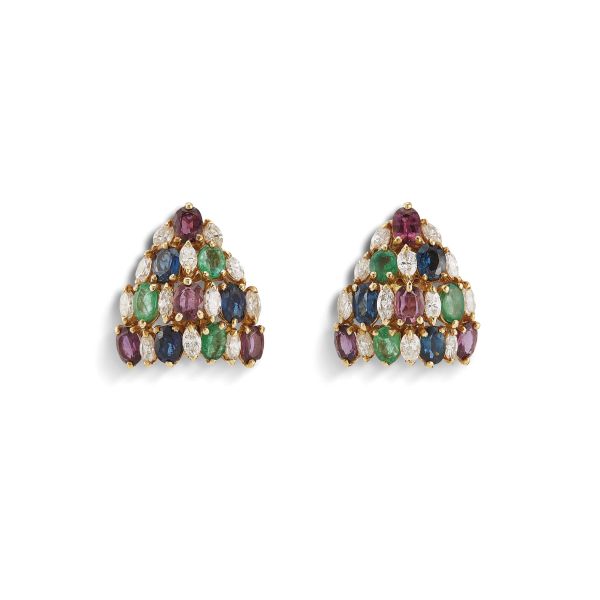 CHANTECLER CAPRI PAIO DI ORECCHINI CON PIETRE DI COLORE E DIAMANTI