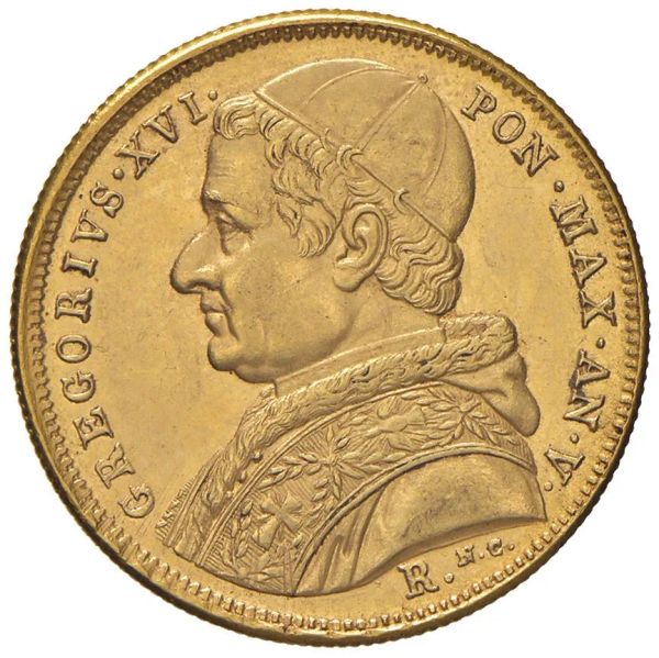      ROMA. STATO PONTIFICIO. GREGORIO XVI (1831-1846) 10 SCUDI 1835 an. V  