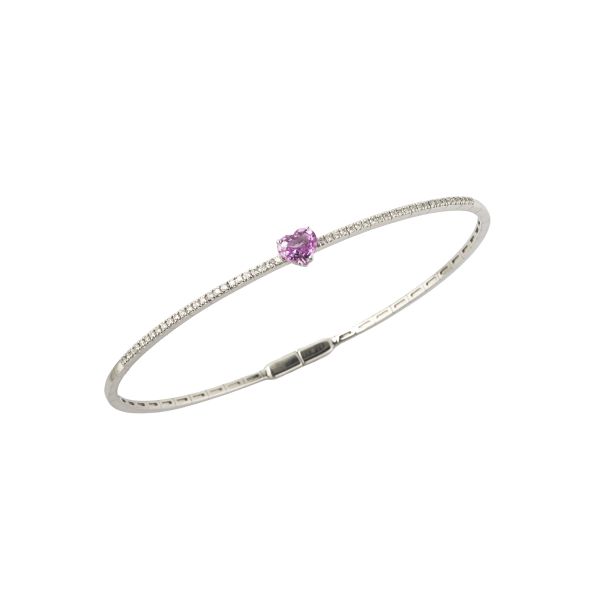 PINK SAPPHIRE AND DIAMOND BANGLE BRACELET IN 18KT WHITE GOLD