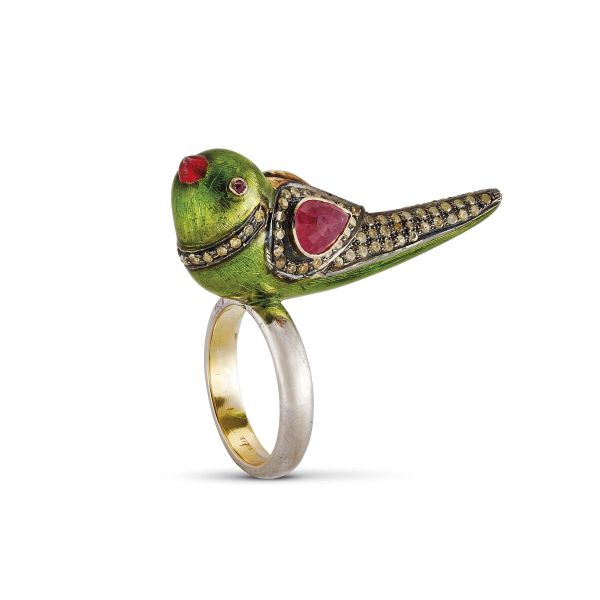 MICHELE DELLA VALLE ANELLO A FORMA DI UCCELLINO