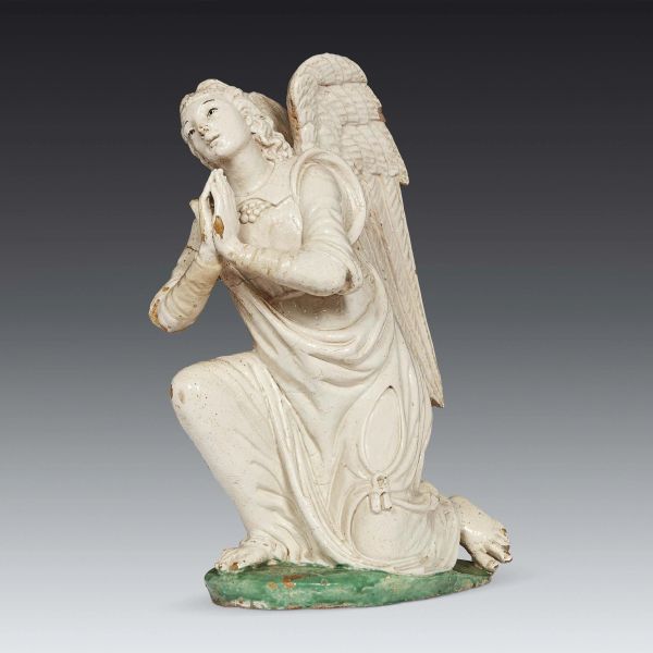 Attributed to Santi Buglioni, Adoring Angel, glazed polychromed terracotta