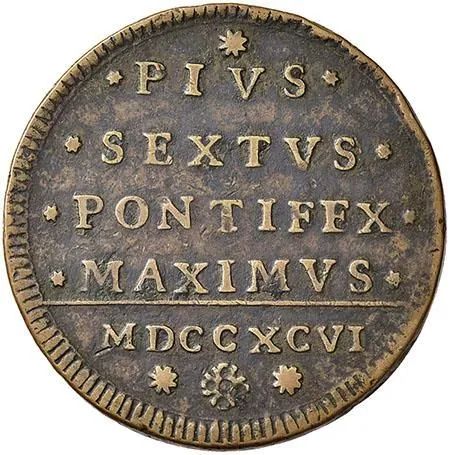 PIO VI (GIOVANNI ANGELO BRASCHI 1775 - 1799), DA 2 BAIOCCHI 1796