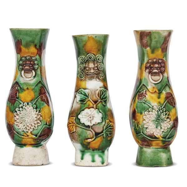 THREE WALL VASES, CHINA, QING DYNASTY, 18TH CENTURY