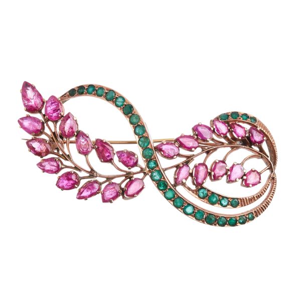 



MULTI GEM FLOWERING BRANCH-SHAPED BROOCH IN 9KT GOLD