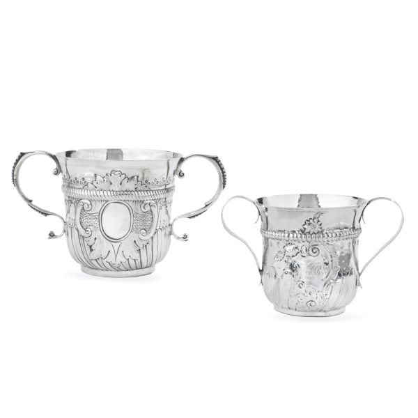 TWO SILVER CUPS, LONDON, 1748 AND 1759, ONE WITH MARK OF WILLIAM WILLIAMS I, THE SECOND ONE WITH UNIDENTIFIED MARK