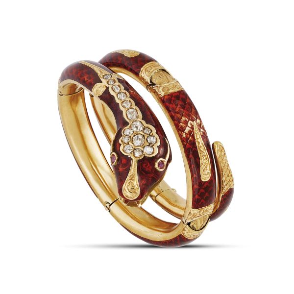 SNAKE-SHAPED BANGLE IN 18KT YELLOW GOLD