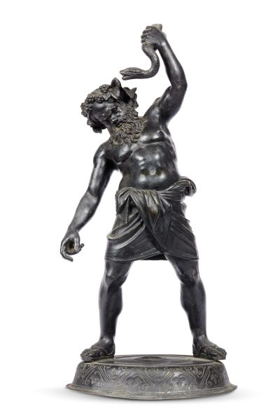



After Michele Amodio, Naples, 19th century, Bacchus holding a snake, bronze