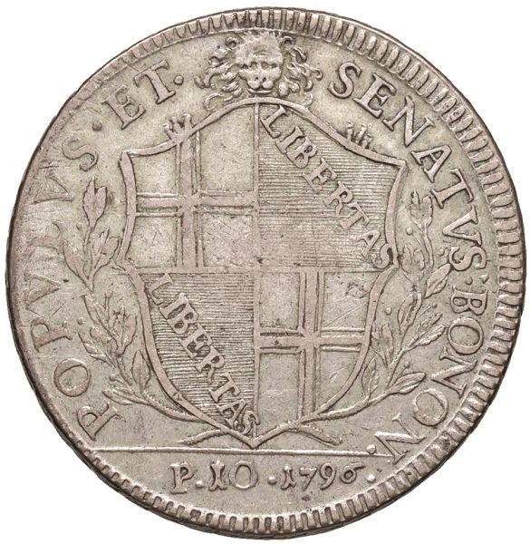 BOLOGNA. GOVERNO POPOLARE (1796-1797) SCUDO DA 10 PAOLI 1796