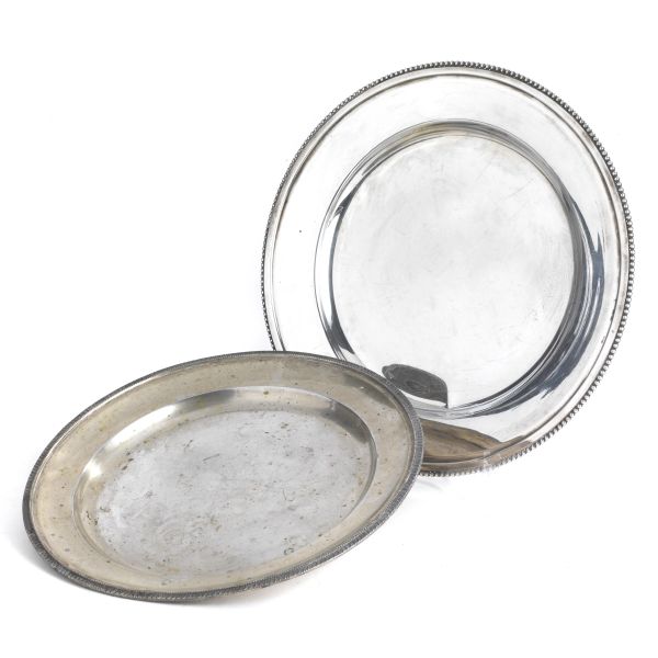 TWO SILVER TRAYS, 20TH CENTURY
