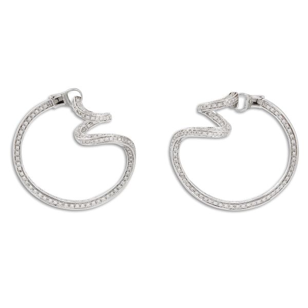 Damiani - DAMIANI DIAMOND HOOP EARRINGS IN 18KT WHITE GOLD