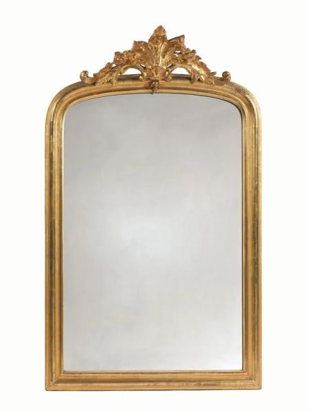 Grande specchiera, fine sec. XIX, in legno intagliato e dorato, di forma&nbsp;&nbsp;