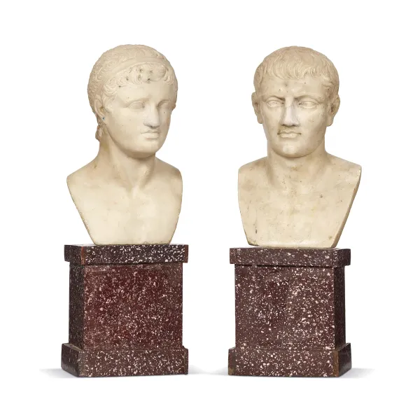 A PAIR OF ROMAN SMALL BUSTS, NEOCLASSICAL PERIOD