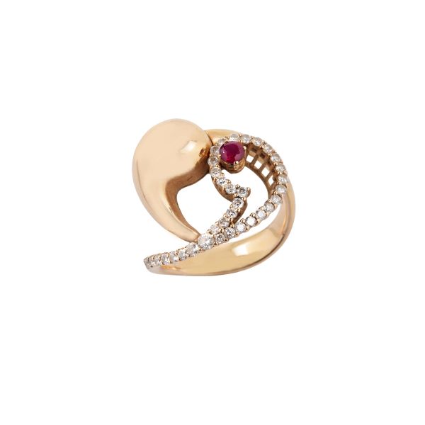 RUBY AND DIAMOND RING IN 18KT ROSE GOLD