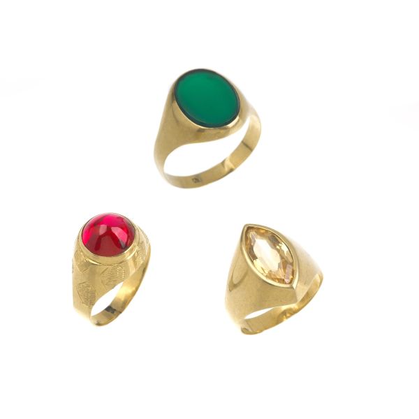 LOT COMPOSED OF THREE CHEVALIER RINGS IN 18KT YELLOW GOLD