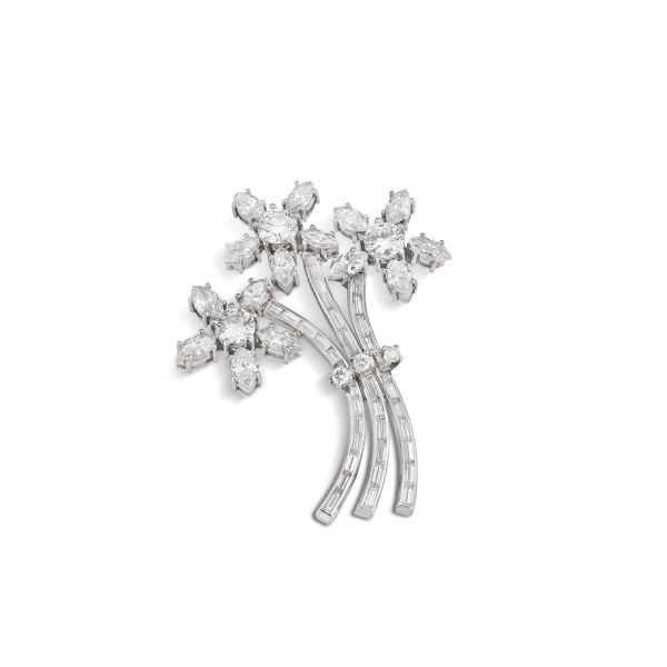 FURST FLOWER BUNCH DIAMOND BROOCH IN PLATINUM