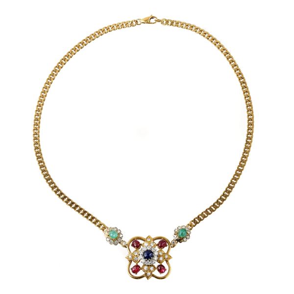 



COLLANA CON PIETRE DI COLORE E DIAMANTI
