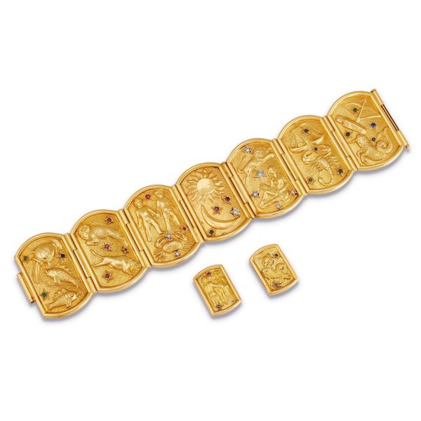 BINO BINI ZODIAC DEMI PARURE IN 18KT YELLOW GOLD