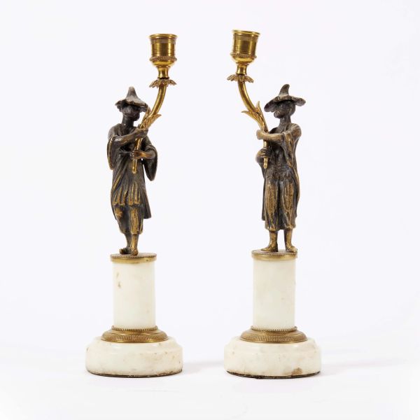 A PAIR OF FRENCH CANDLESTICKS, 19TH CENTURY