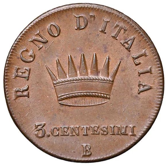      BOLOGNA NAPOLEONE I RE D&rsquo;ITALIA (1805-1814) 3 CENTESIMI 