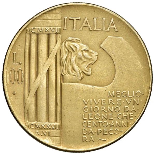 SAVOIA. RIPRODUZIONE IN ORO DELLE 100 LIRE
