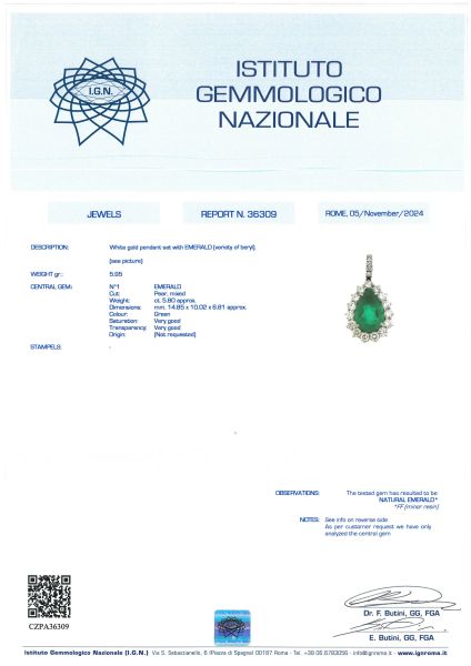 COLLANA CON SMERALDO E DIAMANTI