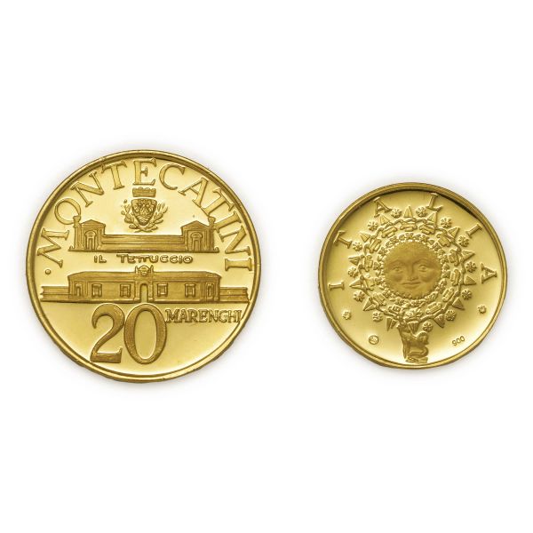 



Collezione di due esemplari in oro e 14 in argento di c.d. "Marenghi" commemorativi