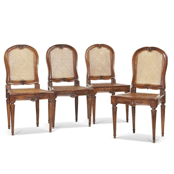 FOUR NORTERN ITALY CHAIRS, SECOLD HALF 18TH CENTURY