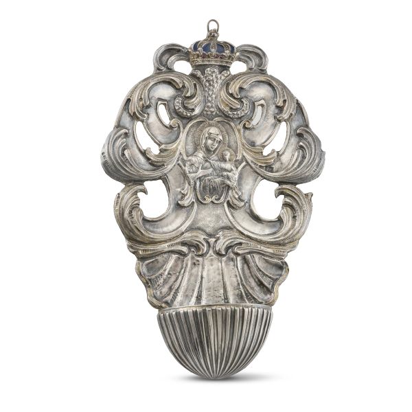 A SILVER HOLY WATER STOUP, NAPLES, 19TH CENTURY