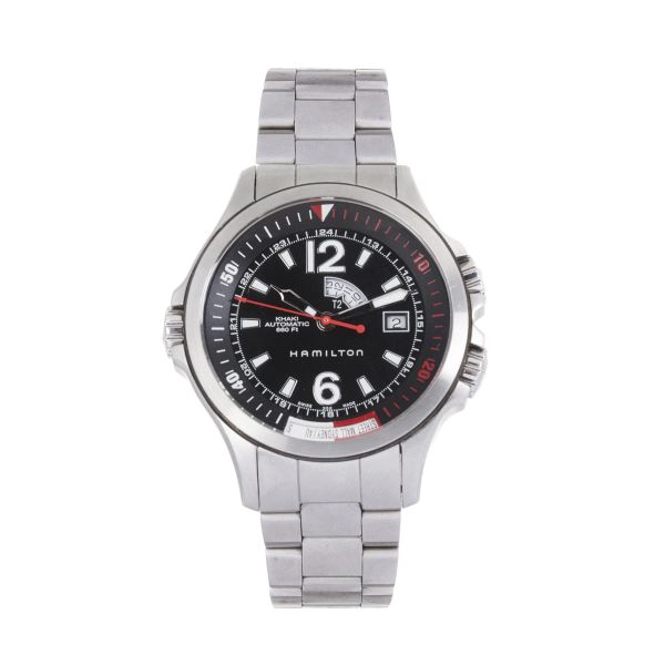HAMILTON KHAKI NAVY GMT REF. H775550 STAINLESS STEEL WRISTWATCH